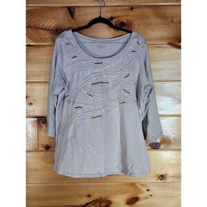 Coldwater Creek Women's Size XL Tan Top Sequins Scoop neck